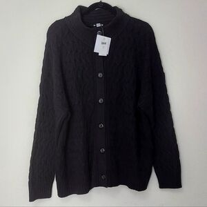 NWT J. Jill Black Knit  Button Up Cardigan Sweater Size XL